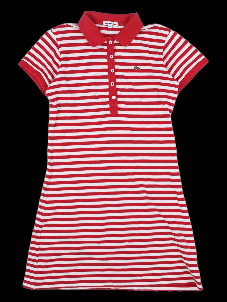 라코스테 레드/화이트 스트라이프 카라 원피스
