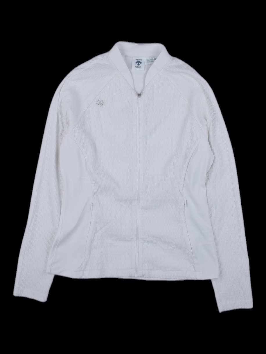 데상트 골프 여성 텍스처 풀집업 자켓 (화이트)
