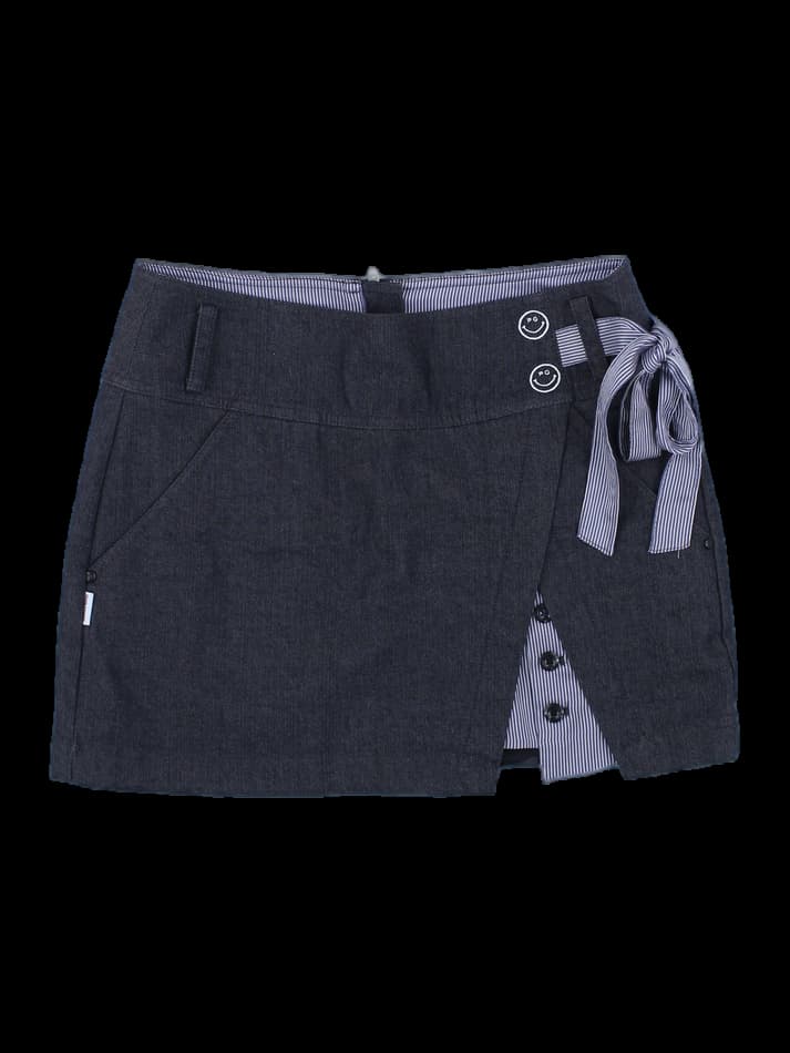 여성 스트라이프 리본 랩 큐롯 스커트