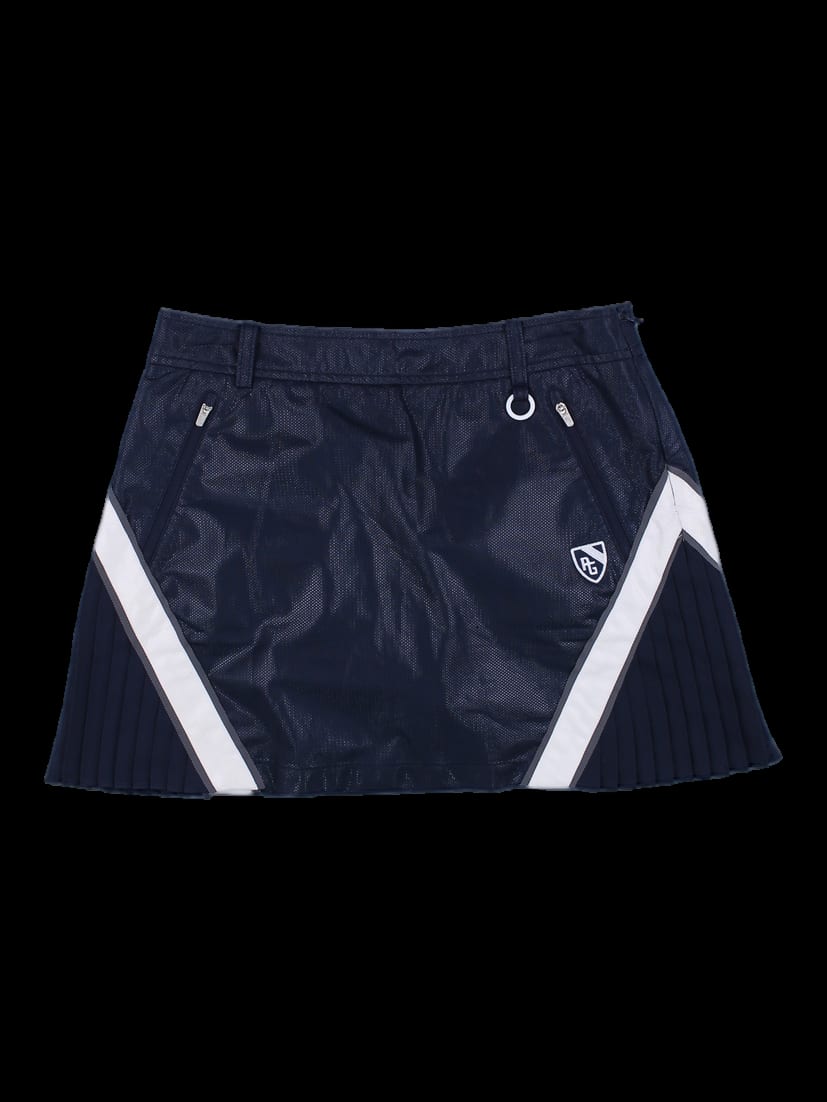 네이비 메시 믹스 플리츠 스커트