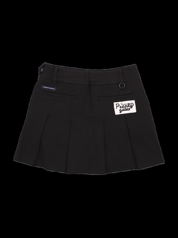 블랙 버튼 포인트 플리츠 미니 스커트