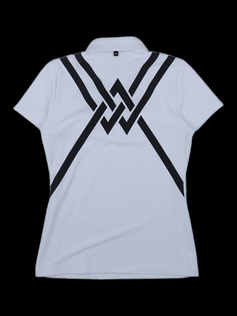 여성 화이트 로고 포인트 카라 티셔츠