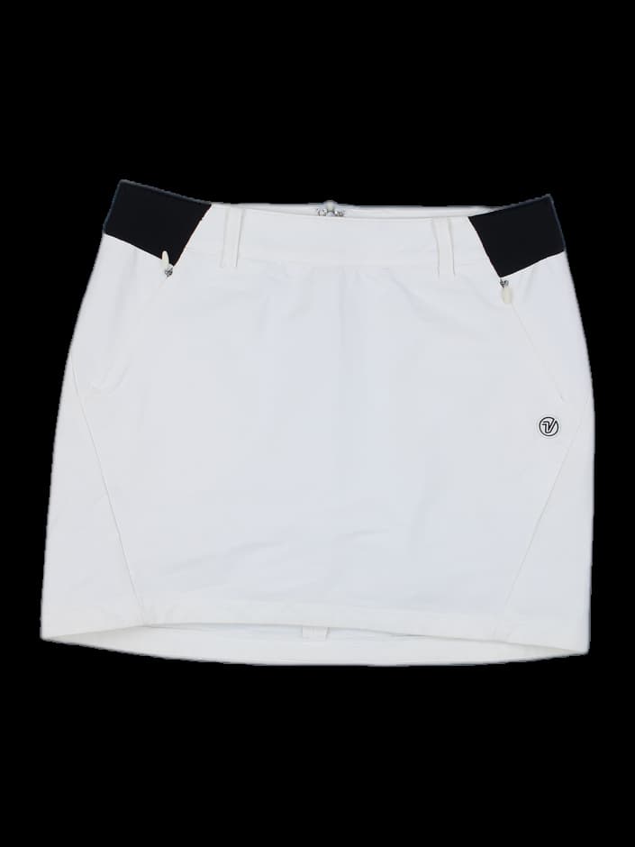 여성 화이트 블랙 배색 골프 스커트