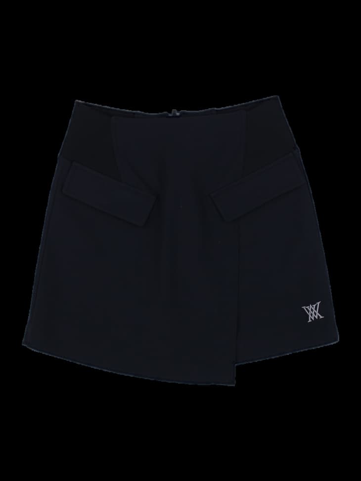 블랙 랩 스타일 미니 스커트