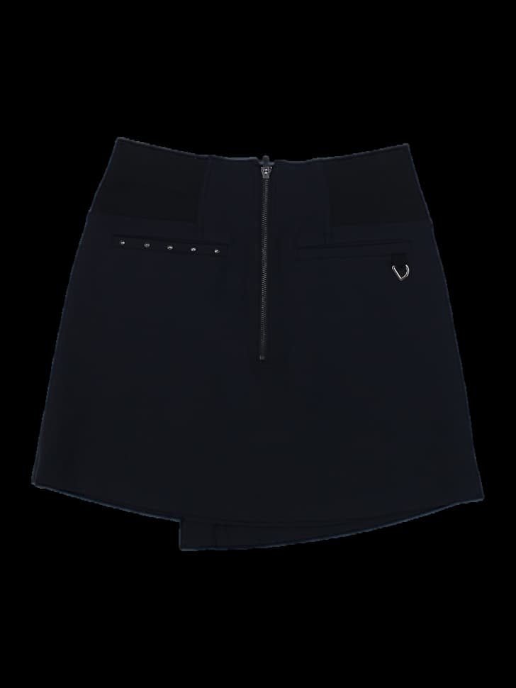 블랙 랩 스타일 미니 스커트