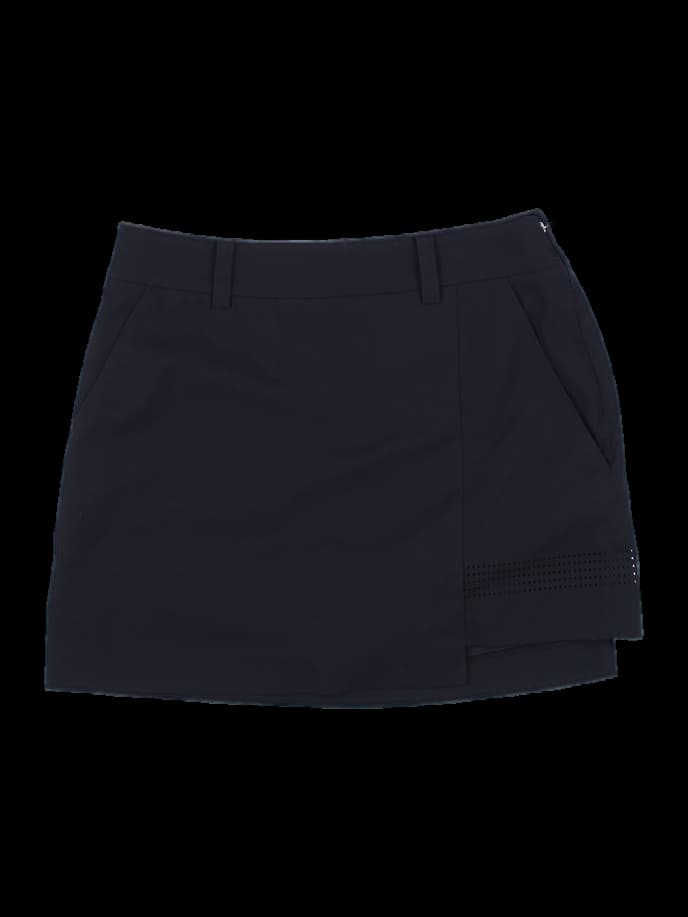 블랙 퍼포레이티드 랩 스커트