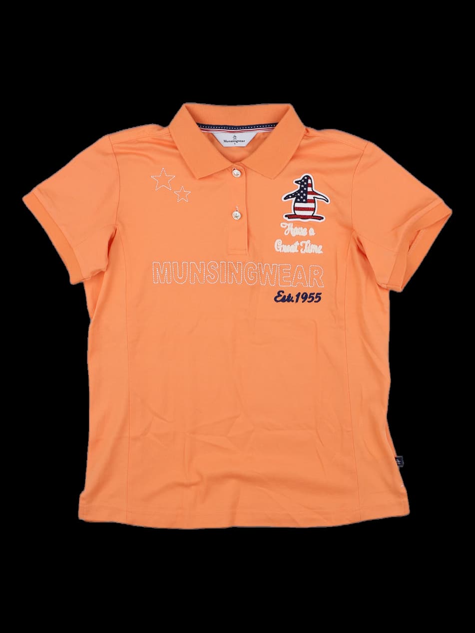 먼싱웨어 오렌지 반팔 카라티