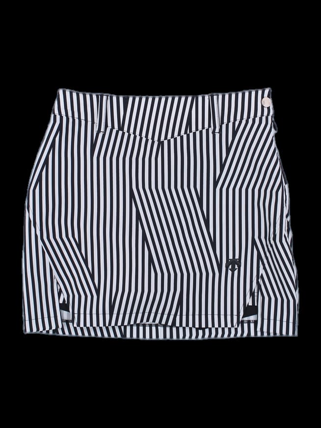 블랙 앤 화이트 세로 스트라이프 미니 스커트