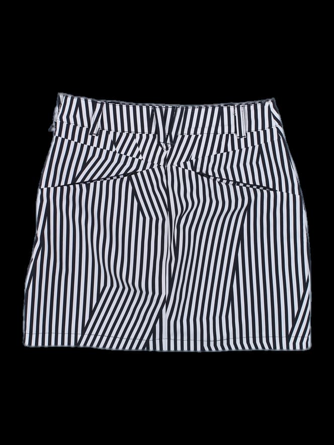 블랙 앤 화이트 세로 스트라이프 미니 스커트