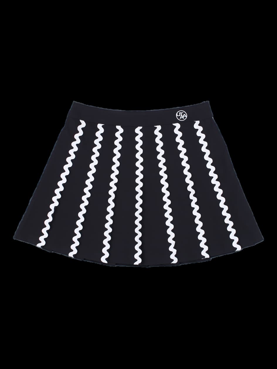 블랙 웨이브 패턴 미니 스커트