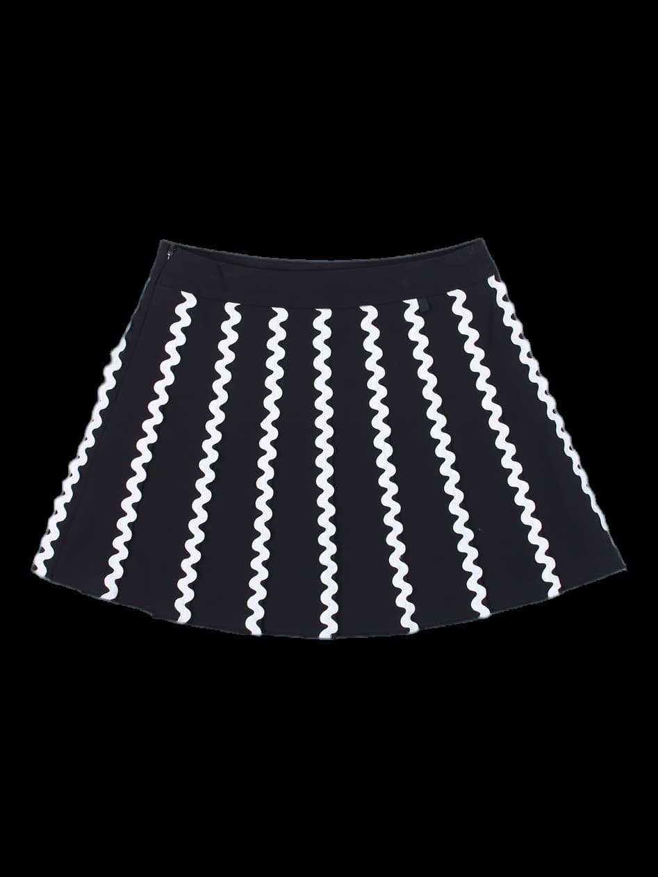 블랙 웨이브 패턴 미니 스커트