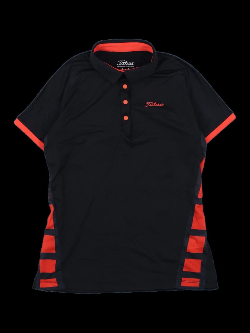 타이틀리스트 블랙 앤 오렌지 배색 반팔 카라티