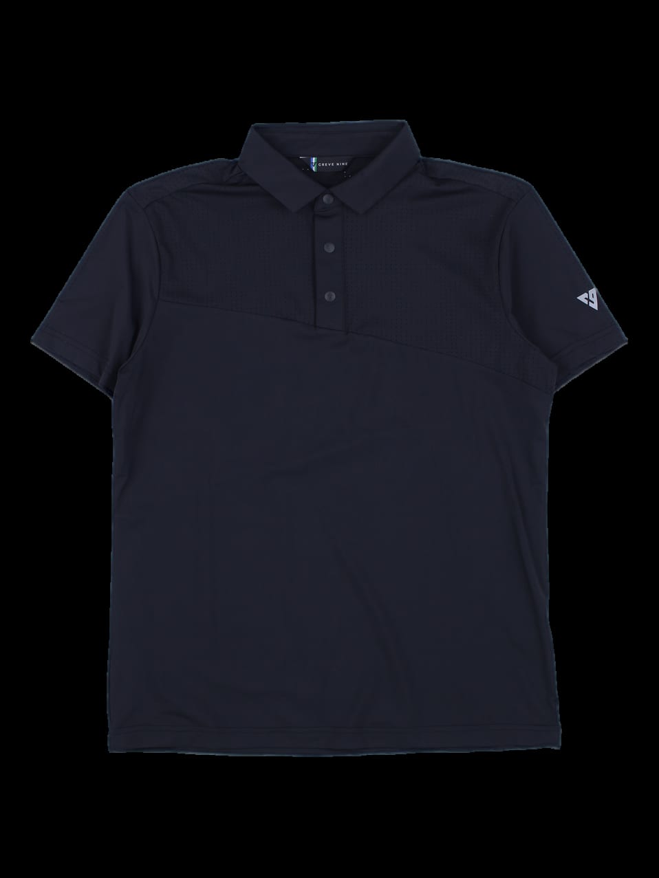 블랙 메쉬 블록 반팔 카라 티셔츠