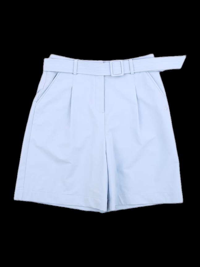 스카이블루 벨티드 핀턱 반바지