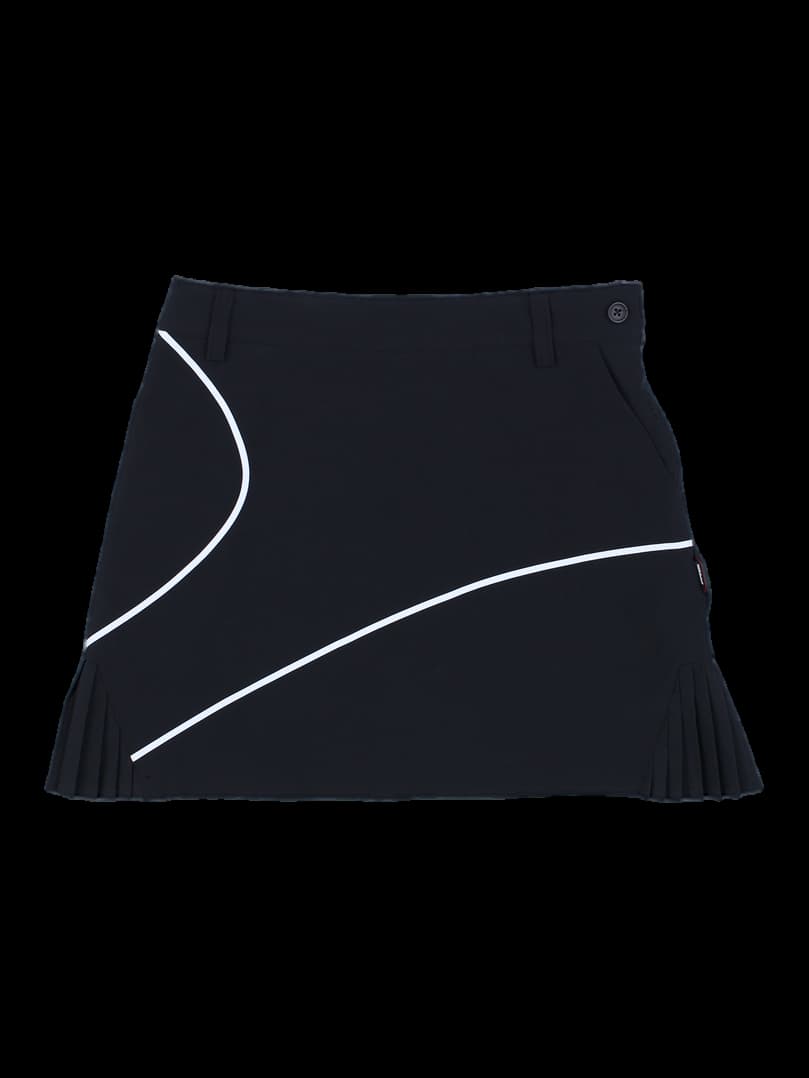 블랙 배색 포인트 플리츠 미니 스커트