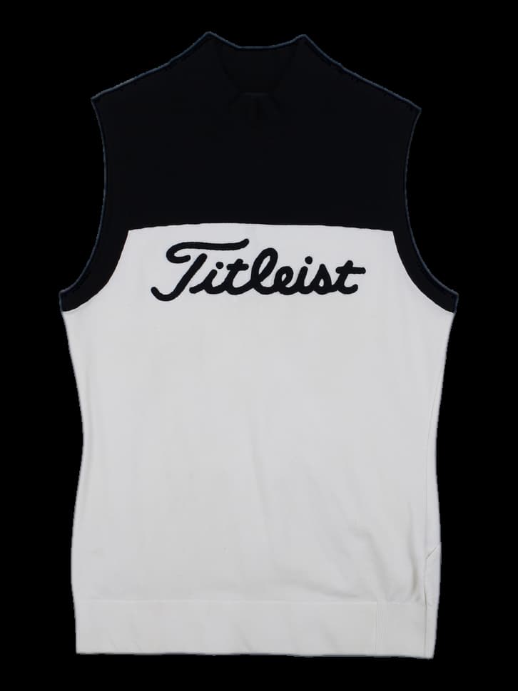 타이틀리스트 블랙/아이보리 배색 니트 베스트