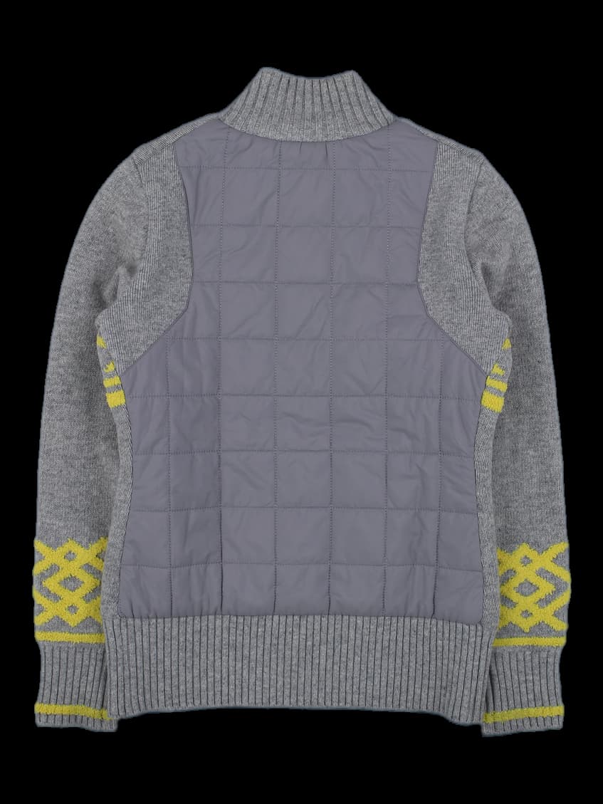그레이 하프 집업 퀼팅 니트
