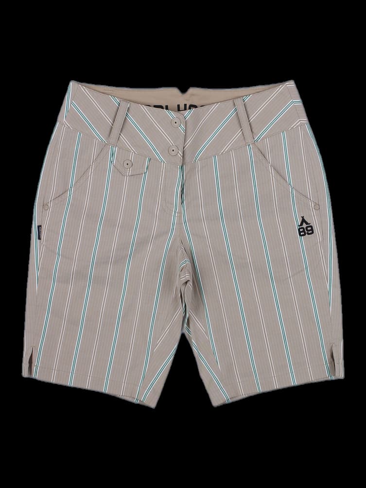 베이지 스트라이프 5부 면 반바지