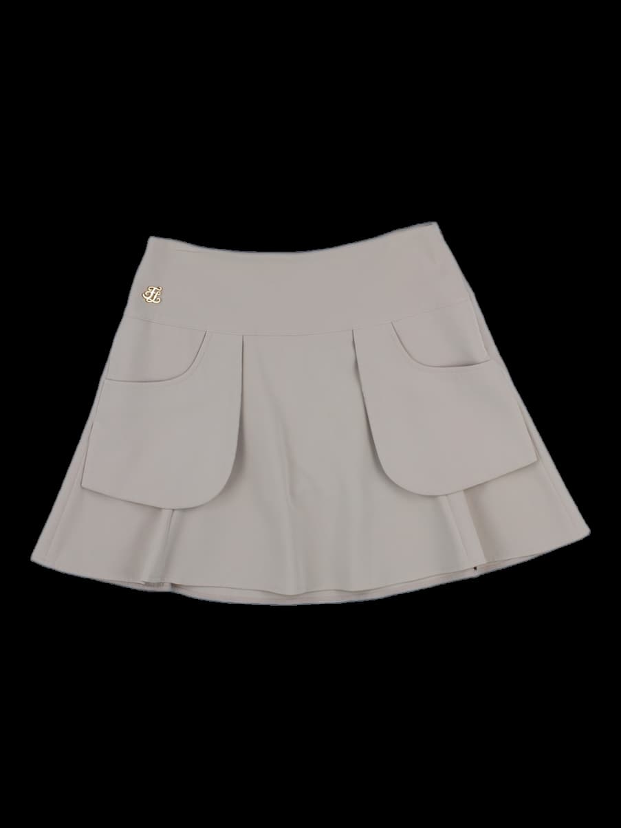 베이지 플리츠 큐롯 스커트