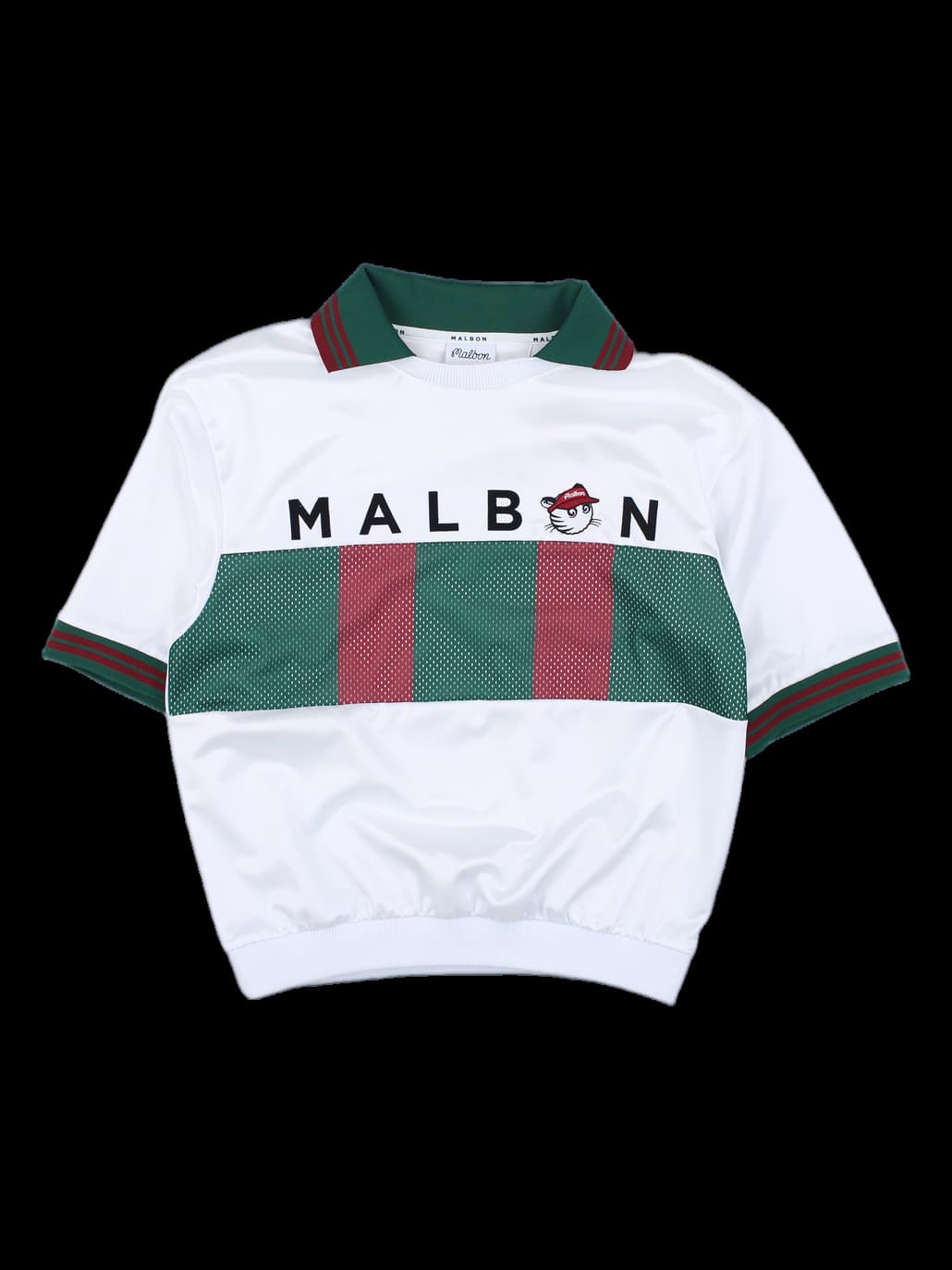 화이트 반팔 배색 카라 맨투맨