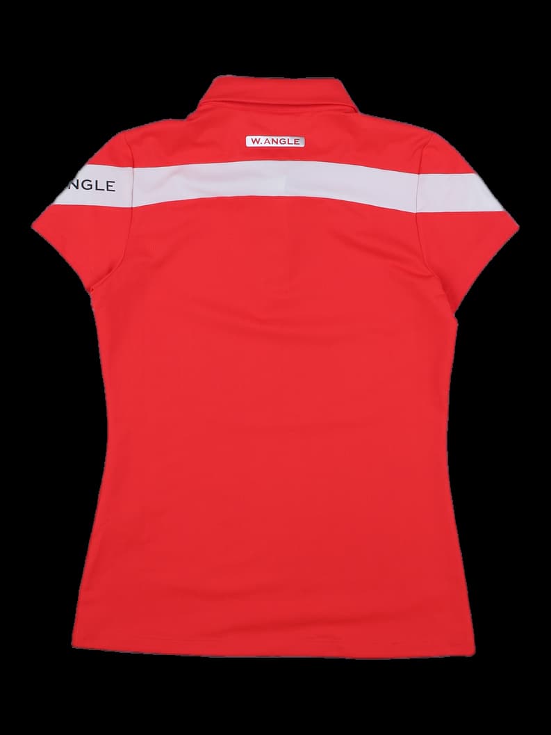 와이드앵글 여성 로고 포인트 반팔 카라티 (레드)