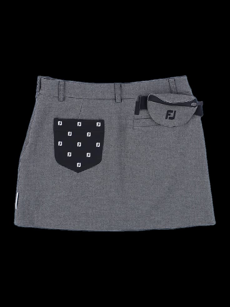 블랙 하운드투스 패턴 골프 스커트