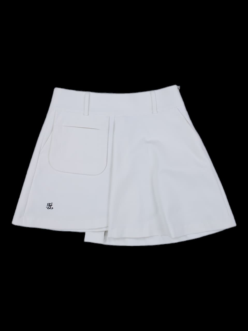 화이트 비대칭 랩 스커트