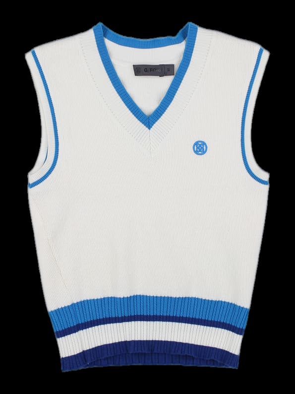 브이넥 배색 니트 베스트