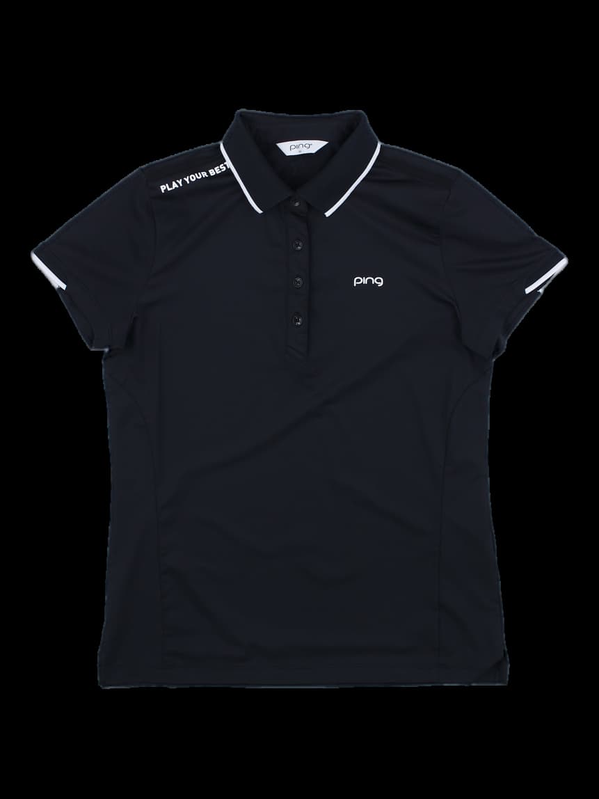 블랙 반팔 카라 티셔츠