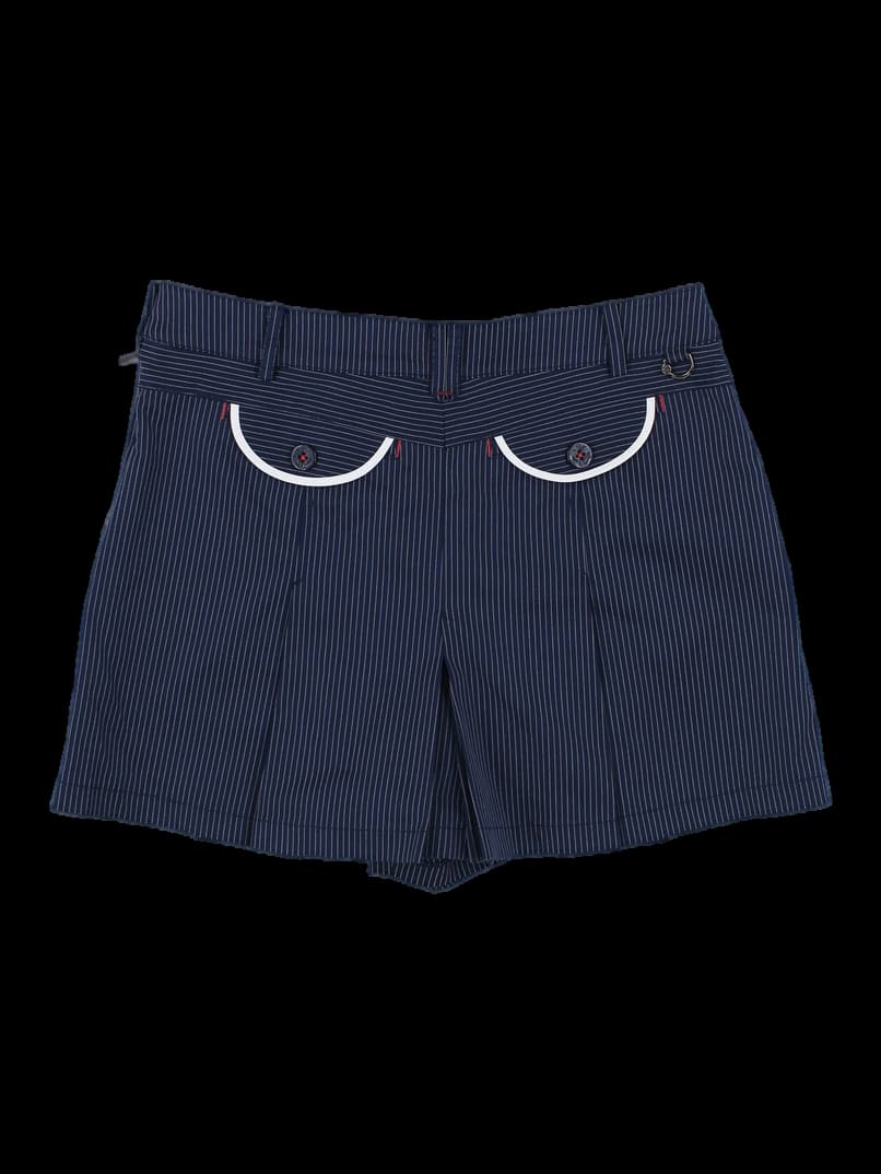 네이비 핀스트라이프 플리츠 반바지