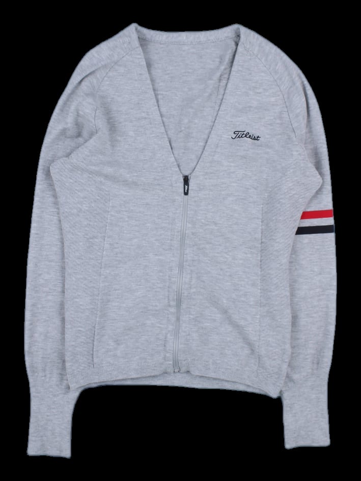 그레이 배색 스트라이프 집업 니트 가디건