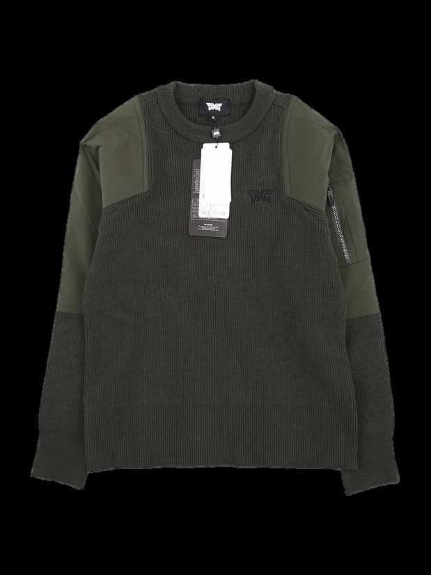 PXG 남성 믹스 머티리얼 크루넥 니트