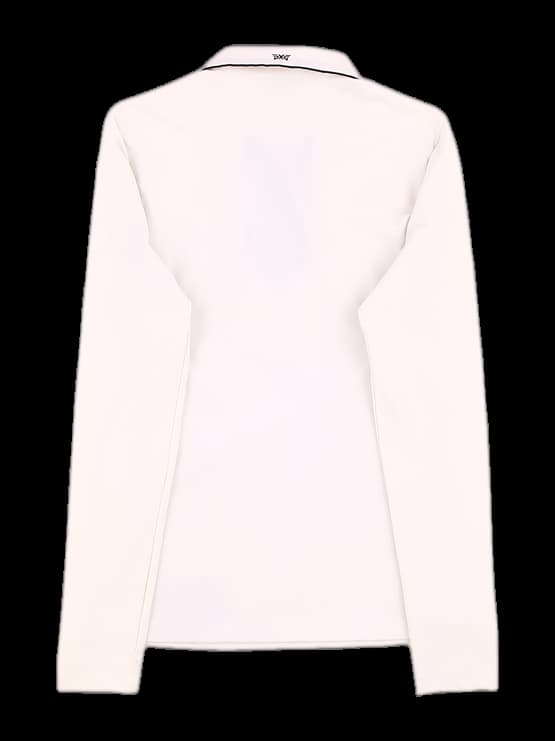 아이보리 배색 라인 긴팔 카라 티셔츠
