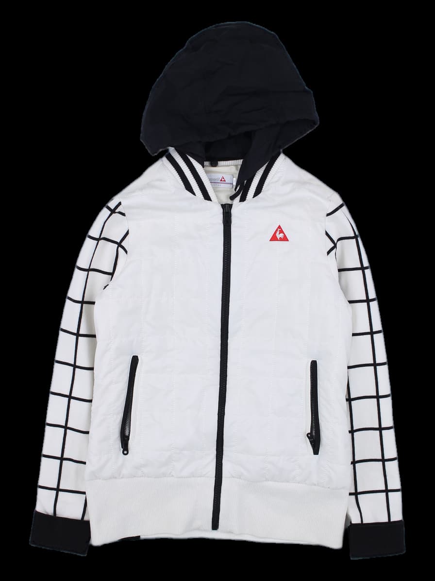 여성 체크 슬리브 후드 점퍼