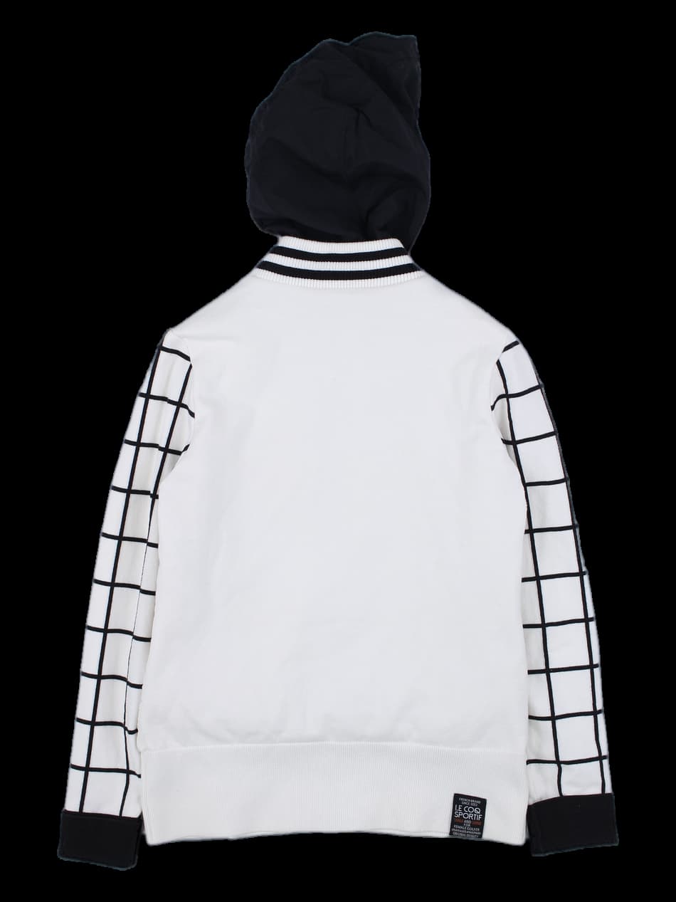 여성 체크 슬리브 후드 점퍼