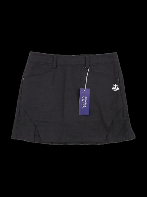 블랙 로고 포인트 플리츠 미니 스커트