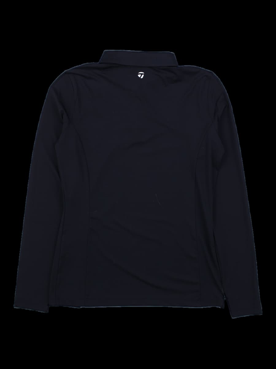 블랙/화이트 배색 긴팔 카라티