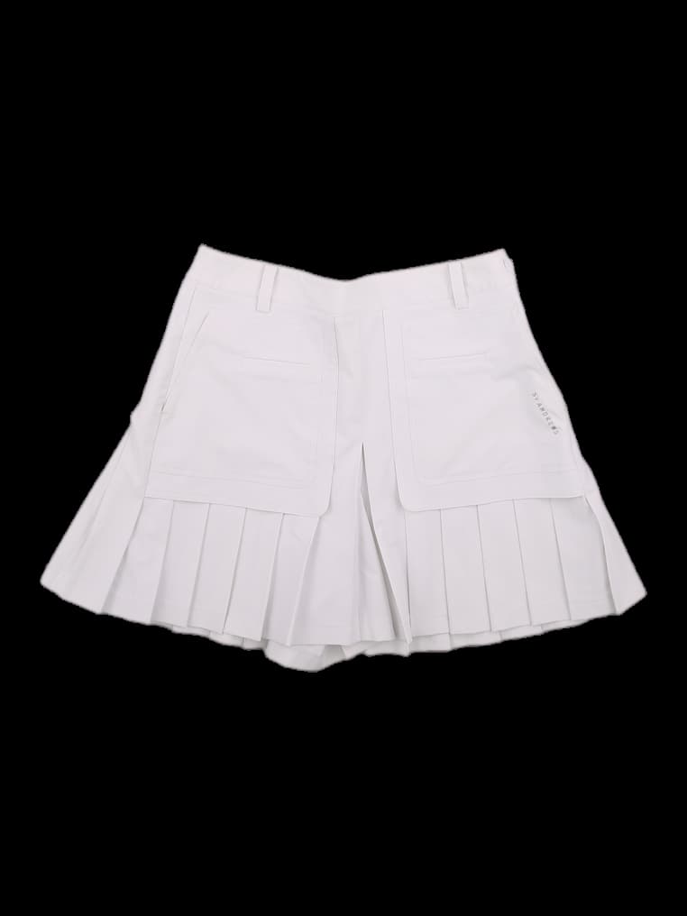 화이트 플리츠 큐롯 스커트