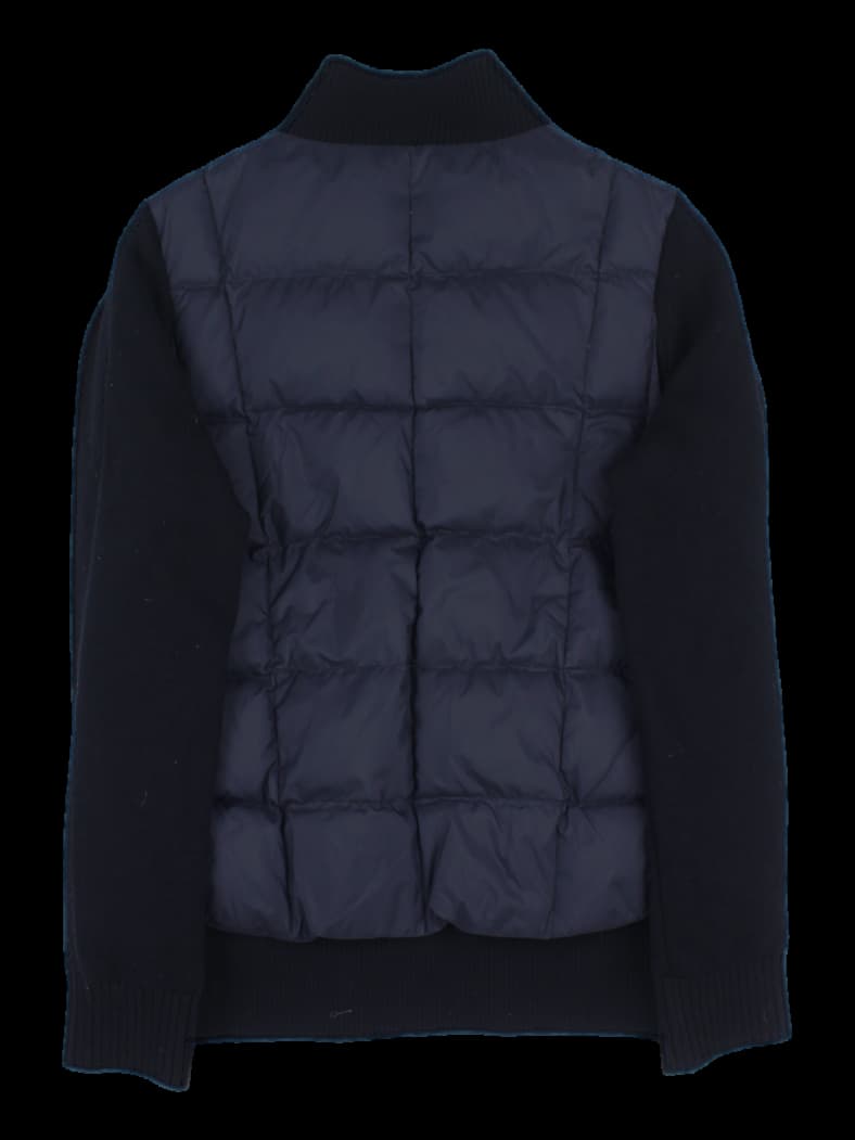 블랙 하이브리드 니트 패딩 집업 자켓