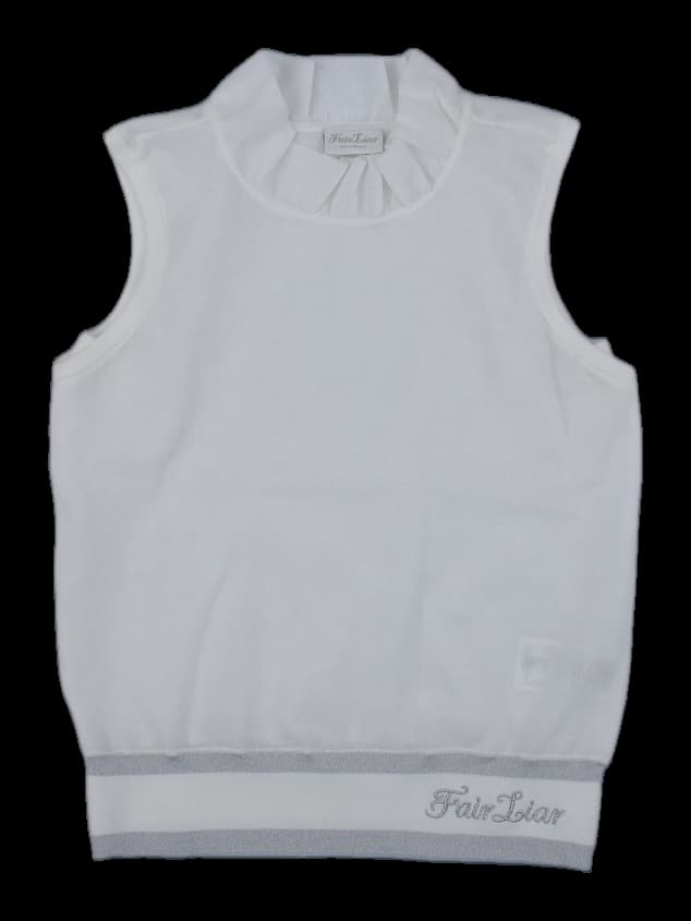 화이트 프릴 넥 민소매 니트 베스트