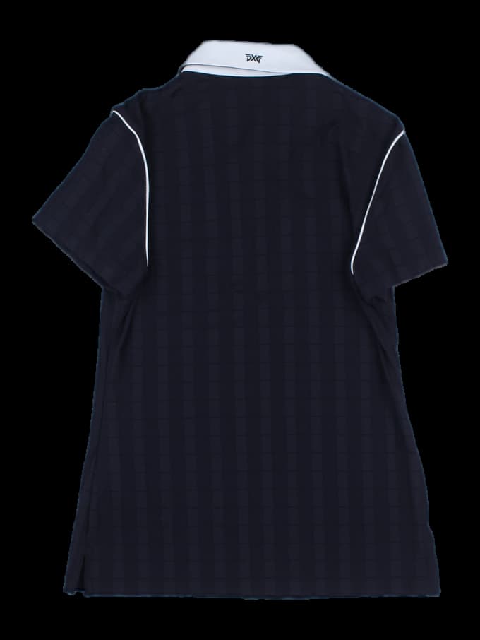 블랙 배색 반팔 카라티셔츠