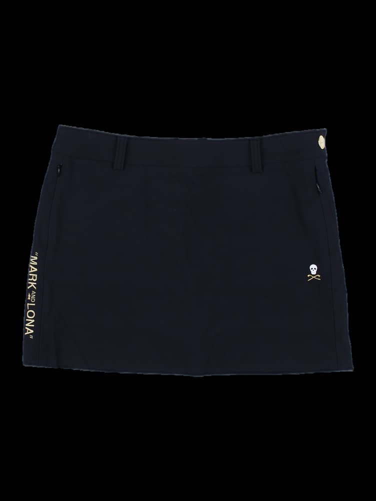 블랙 스컬 로고 미니 스커트
