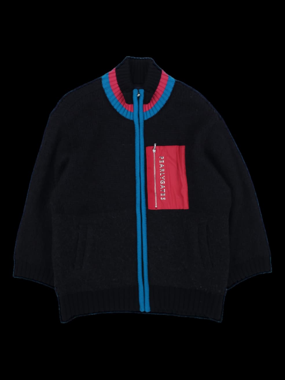 블랙 퍼리 게이츠 니트 집업 자켓