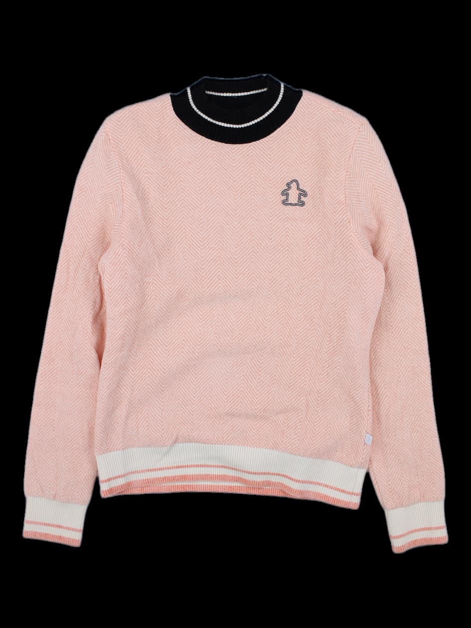 헤링본 핑크 니트 스웨터