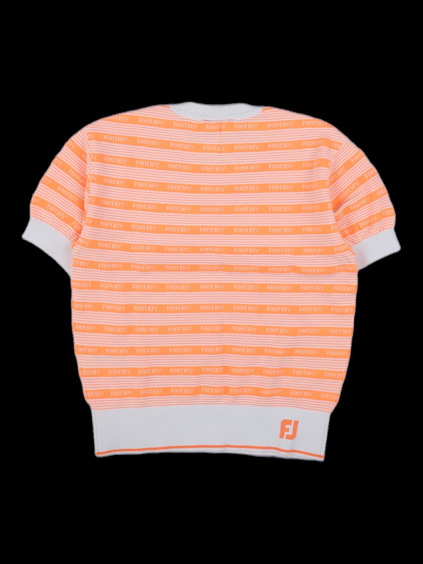 오렌지 스트라이프 로고 반팔 니트