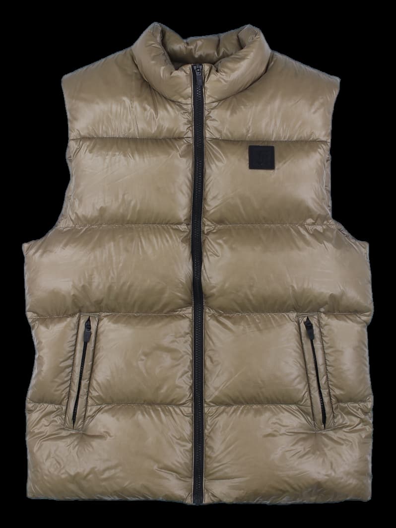 유광 패딩 베스트 베이지