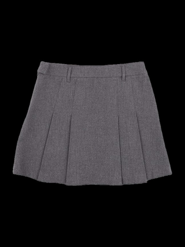 그레이 플리츠 미니 스커트