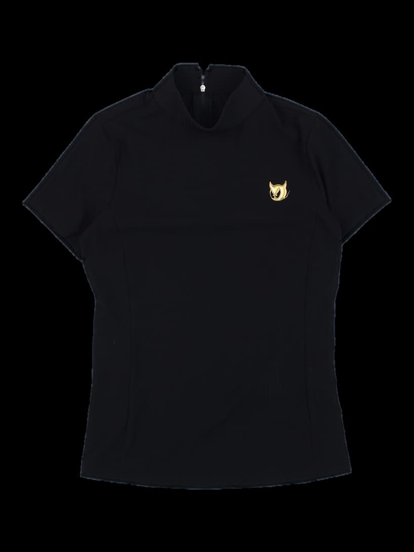 블랙 모크넥 반팔 티셔츠 (WAAC 로고)