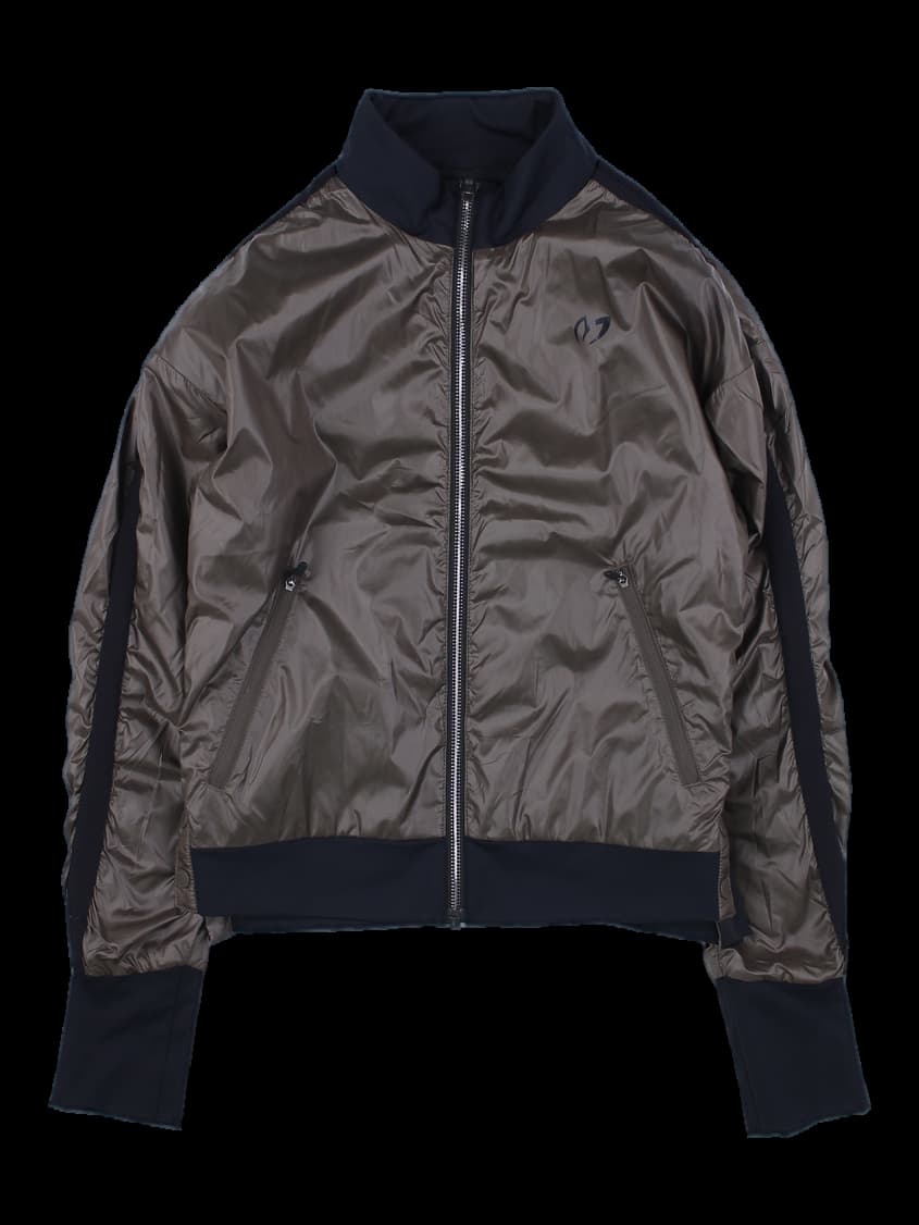 남성 브라운 하이넥 배색 지퍼 점퍼