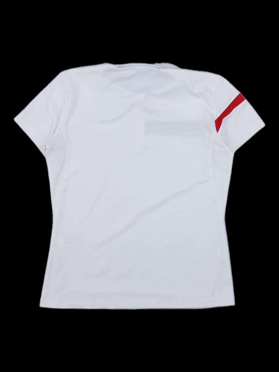 여성 화이트 배색 반팔 카라티셔츠